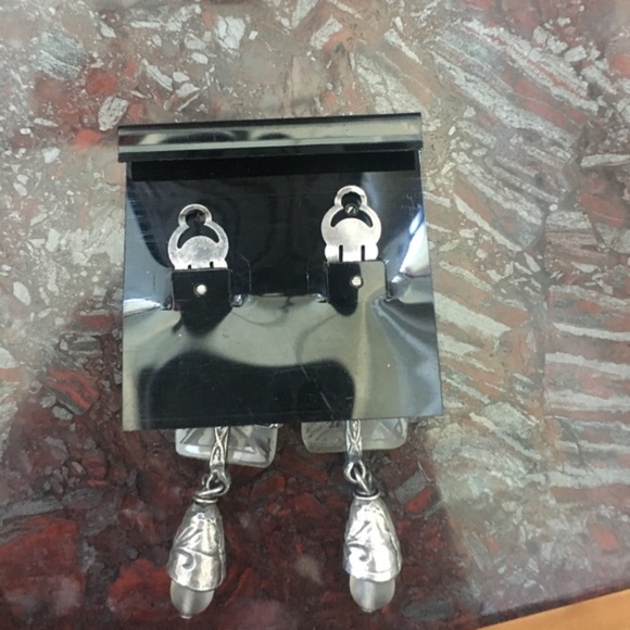 Vintage Clip On Earrings with Clear Stones - Picture 2 of 2